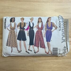 Vintage 1990Butterick 4983 Sewing Patterns Dress Jumpsuit Jumper Romper XS Med
